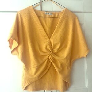 Zara Yellow Front Twist Crop Top